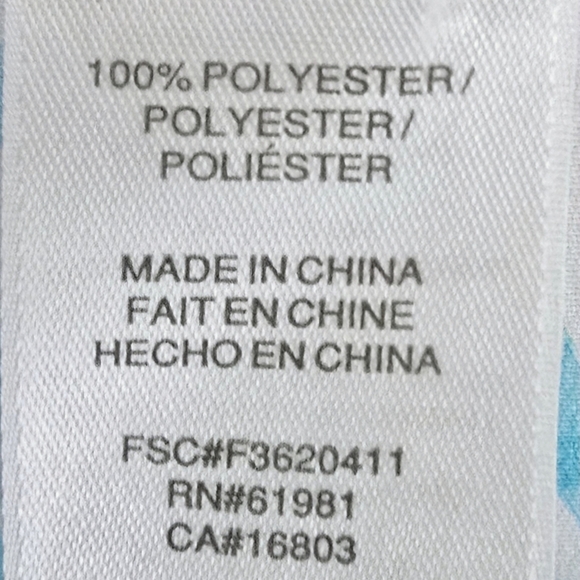 Avon Women Cover up Swim Blue Tropical Print Blouse Sheer Sleeve trim airy - Picture 5 of 6